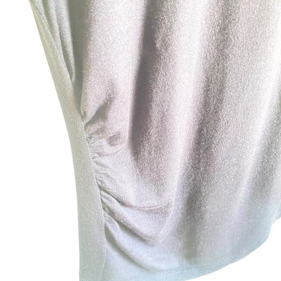 Lafayette 148 Womens Navy Blue Cap Sleeve Ruched Side Wool Shirt Size Large - Picture 4 of 7